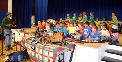 Jubal with Pre-K, K and 1st grade drummers